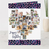 ハートフォトコラージュ36ピックラブハート誕生日 カード (正面)