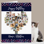 ハートフォトコラージュ36写真任意の年齢の大きな誕生日 カード<br><div class="desc">ハート写真コラージュ誕生日カード、任意の年齢に適し、最大36枚の写真でパーソナライズで違うきる。また、誕生日の人の名前を前面に追加し、あなたの中にカスタムメッセージ。ハート型の写真コラージュは、縦、横、四角の写真で構成されている。写真もしが表示されて問題がある場合は最高の、適切な形状に切り抜いてアップロードし直してみて。</div>
