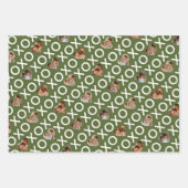 ハートフォトコラージュXOXO赤グリーン金ゴールド ラッピングペーパーシート (正面3)