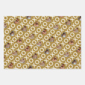 ハートフォトコラージュXOXO赤グリーン金ゴールド ラッピングペーパーシート (正面2)