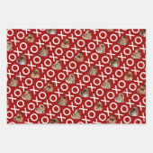 ハートフォトコラージュXOXO赤グリーン金ゴールド ラッピングペーパーシート (正面)