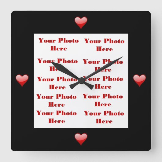 ハートフォトフレームの壁時計 スクエア壁時計 (正面)