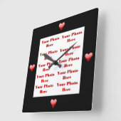 ハートフォトフレームの壁時計 スクエア壁時計 (傾斜)