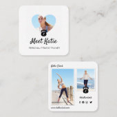 ハートフォトフレームパーソナルトレーナーケトルベル スクエア名刺 (正面/裏面)