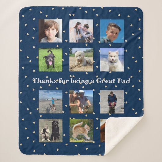 ハートフォトモンタージュギフト毛布素晴らしの親 シェルパブランケット (正面)