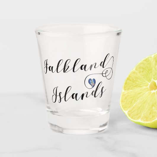 ハートフォークランド諸島国旗、フォークランド（マルビナス）諸島 ショットグラス (正面)