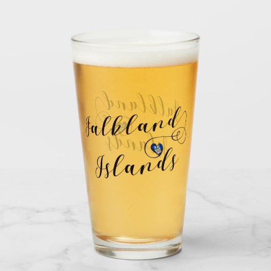 ハートフォークランド諸島国旗、フォークランド（マルビナス）諸島 タンブラーグラス (ドリンク裏面)