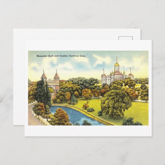 ハートフォードの記念アーチと州議事堂 ポストカード (正面/裏面)