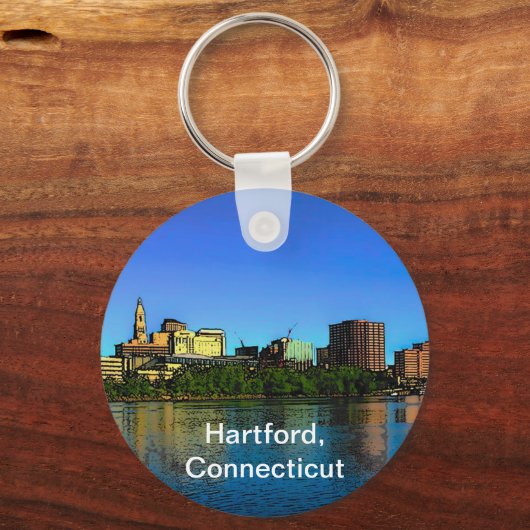 ハートフォードコネチカットのスカイラインアニメ キーホルダー (正面)
