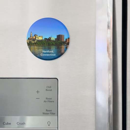 ハートフォードコネチカットのスカイラインアニメ マグネット (インサイチュ (冷蔵庫))