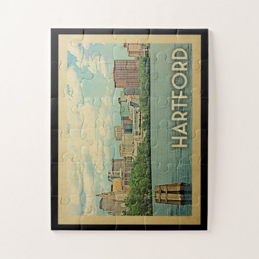 ハートフォードコネチカットのヴィンテージ旅行 ジグソーパズル (縦)
