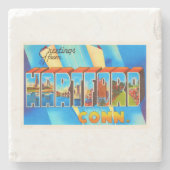 ハートフォードコネチカットCTのヴィンテージ旅行記念品 ストーンコースター (正面)