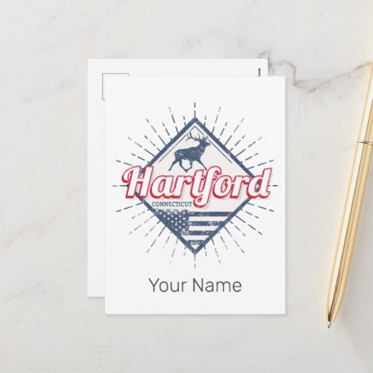 ハートフォードシティコネチカット統一された州USA シーズンポストカード (正面/裏面インサイチュ)