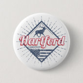 ハートフォードシティコネチカット統一された州USA 缶バッジ (正面)