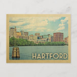 ハートフォードポストカードコネチカットVintage Travel ポストカード<br><div class="desc">Hartford ConnecticutデザインインVintage Travelスタイルダウンタウンのスカイラインのハーバービューを特色にする。</div>