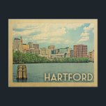 ハートフォードポストカードコネチカットVintage Travel ポストカード<br><div class="desc">Hartford ConnecticutデザインインVintage Travelスタイルダウンタウンのスカイラインのハーバービューを特色にする。</div>