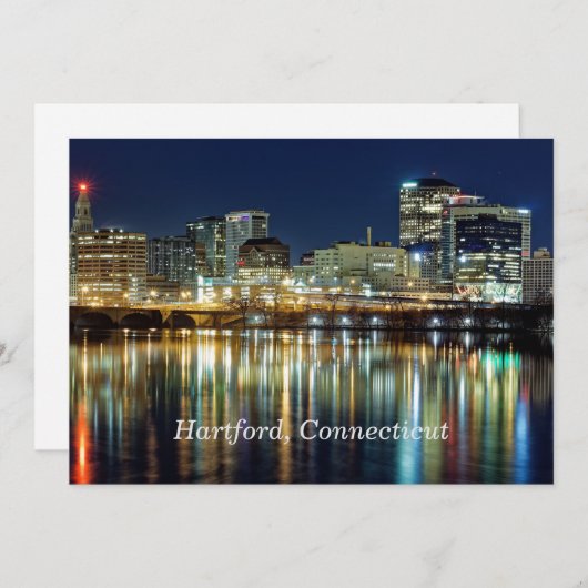ハートフォード州、コネチカット州の街並み写真のラベルを貼った シーズンカード (正面/裏面)