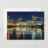 ハートフォード州、コネチカット州の街並み写真のラベルを貼った ポストカード (正面/裏面)