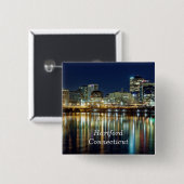 ハートフォード州、コネチカット州の街並み写真のラベルを貼った 缶バッジ (正面&裏面)