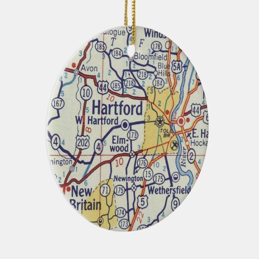 ハートフォードCTヴィンテージの地図 セラミックオーナメント (右)