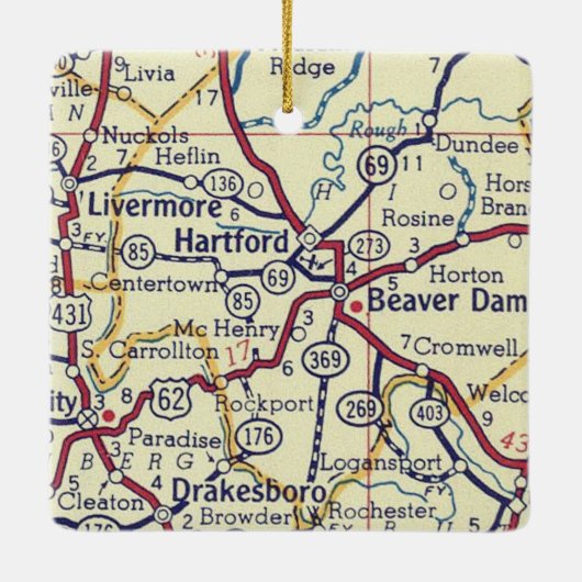 ハートフォードKYヴィンテージの地図 セラミックオーナメント (裏面)
