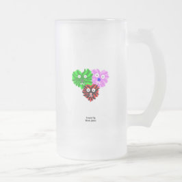 ハートフジーズ大型すりガラス製マグカップ フロストグラスビールジョッキ