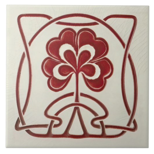 ハートフラワーアールヌーボーヴィンテージデコールウェッセル タイル (正面)