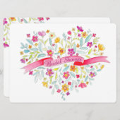ハートフラワーブーケアートブライダルシャワー招待状 招待状 (正面/裏面)