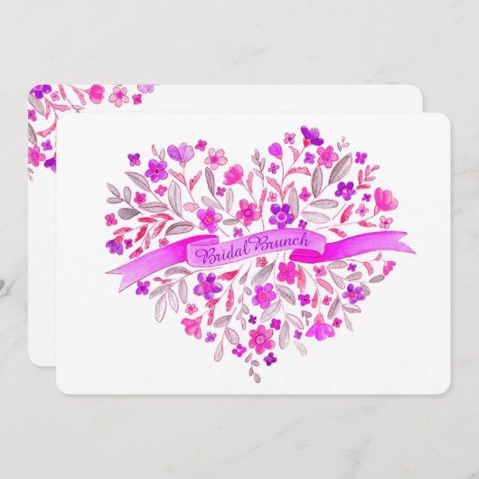 ハートフラワーブーケアートブライダルブランチ 招待状 (正面/裏面)