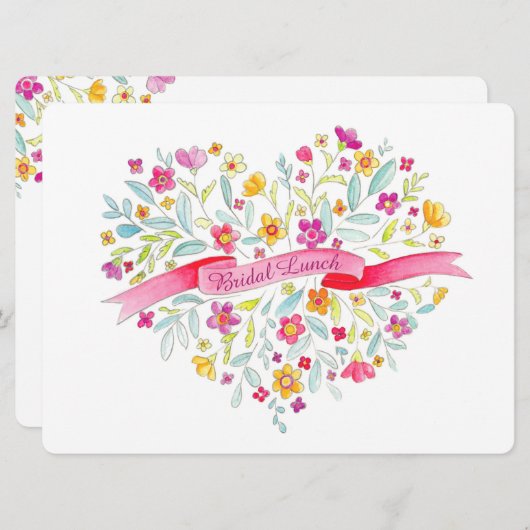 ハートフラワーブーケアートブライダルランチ 招待状 (正面/裏面)