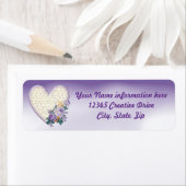 ハートフラワーミュージカルノートパープル差出人住所 ラベル (インサイチュ)