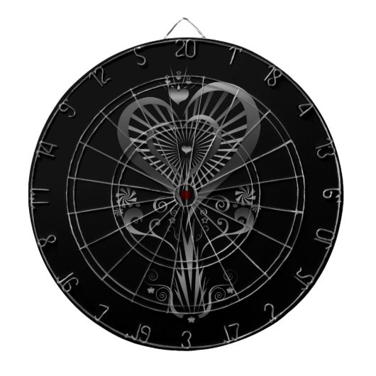 ハートフラワー – シルバー ダーツボード (正面)