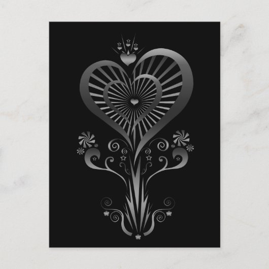 ハートフラワー – シルバー ポストカード (正面)