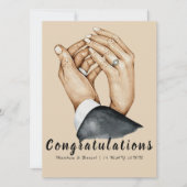 ハートフルなカップルが手をつないで、新婚の記念ギフト カード (正面)