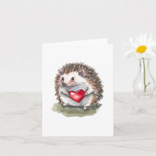 ハートフルなハリネズミのグリーティングカード カード (小さな植物)
