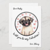 ハートフルなバレンタインカード パグ シーズンカード (正面/裏面)