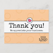 ハートフルなビジネス感謝　エレガントな桃の御礼 ポストカード (正面)