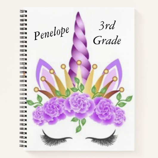 ハートフルなユニコーンの子供用ノートブック ノートブック (正面)