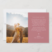 ハートフルな感謝のピンクの結婚式の写真 サンキューカード (裏面)