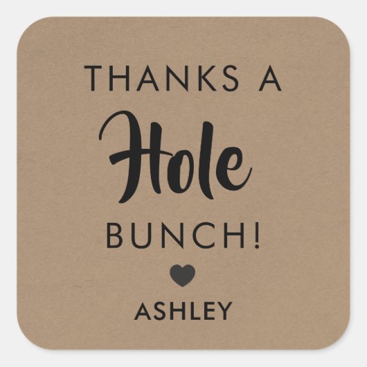 ハートフルな感謝を込めて、ドーナツホールタグ、クラフト スクエアシール (正面)