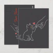 ハートフルな猫好きのための招待状 誕生日 ポストカード (正面/裏面)