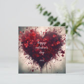 ハートフルな赤い花のバレンタインデー カード (スタンド正面)