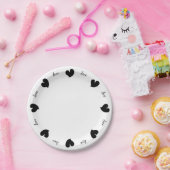 ハートフルハーツ ブラック - オーダーメッセージ ペーパープレート (パーティー)