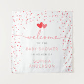 ハートフルバレンタインベイビーシャワーのウェルカムサイン タペストリー (正面)