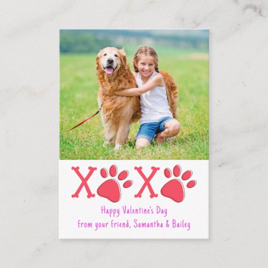 ハートフルバレンタイン クラスの子供の日 ペット犬の写真 ノートカード (正面)