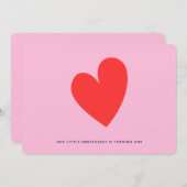 ハートフルベイビー ミニマルガール 1歳の誕生日 招待状 (正面/裏面)