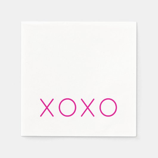 ハートフルラブ バレンタイン ホットピンク ハグ キス スタンダードカクテルナプキン (正面)