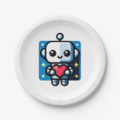 ハートフルロよくはしゃぐボット – テクインスパイアロラブアート ペーパープレート (正面)