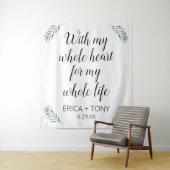 ハートフル ウェディング グリーン パーソナライズ タペストリー (インサイチュ)