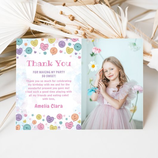 ハートフル キャンディ バースデー フォト サンクス カード